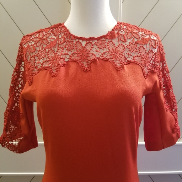 Zara Red Lace Dress XS - Picture 6 of 13